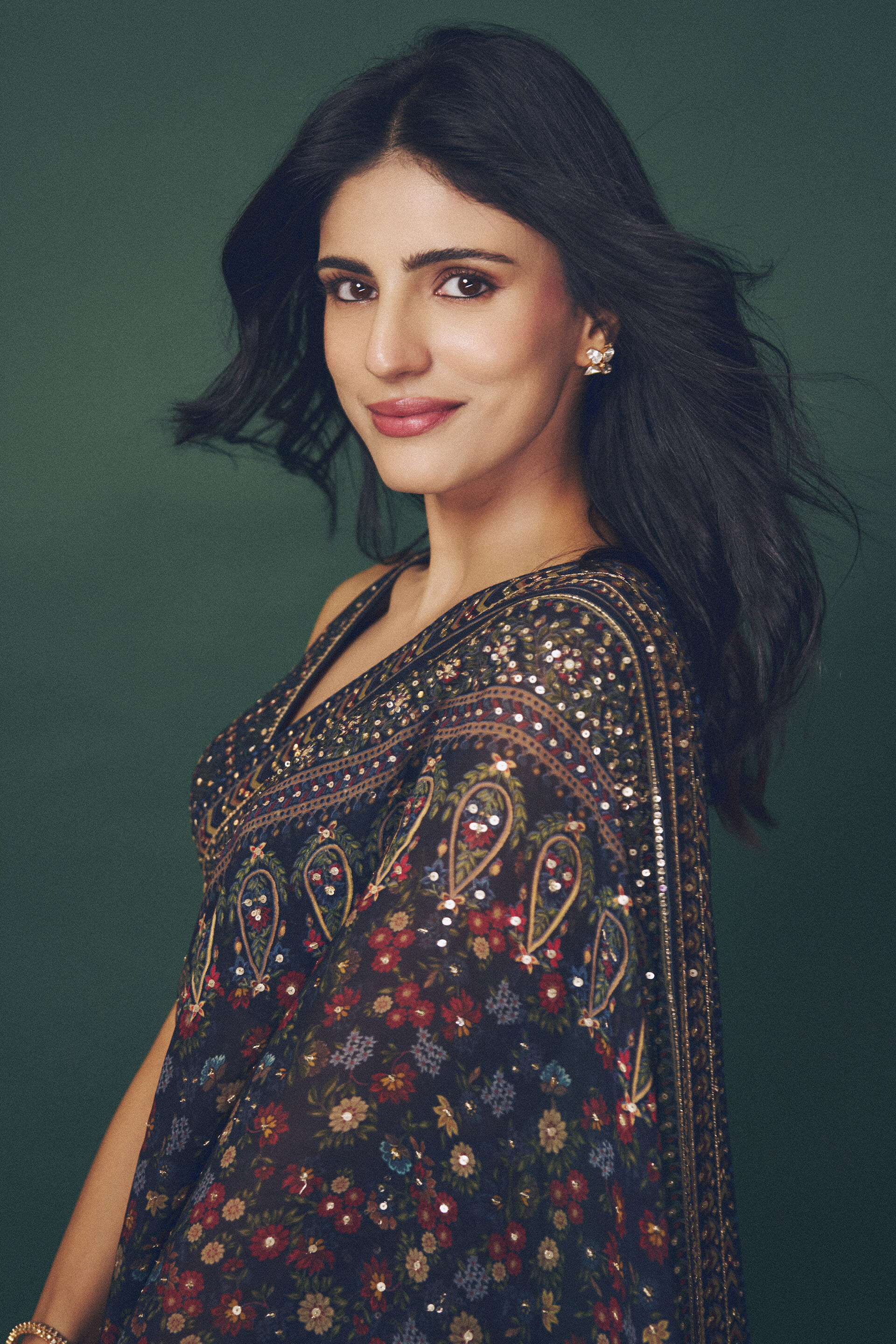 Amalaka Sequin Georgette Saree - Blue, , image 7